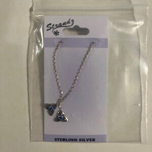 NEW Celtic Knot Sterling Silver Dangle Earrings with Blue Crystal Accents